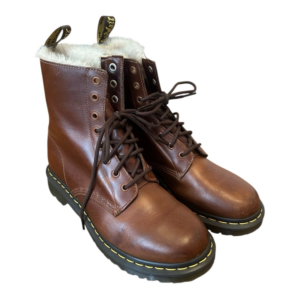 Dr. Martens Brown Leather Boots with Fur Lining
